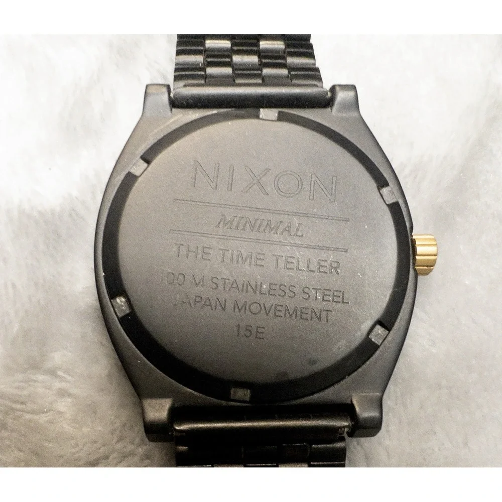 Nixon Minimalist Time Teller Mens 37mm Watch Matte Black Finish New Battery